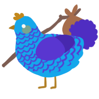 A sky and indigo chicken with a lace pattern