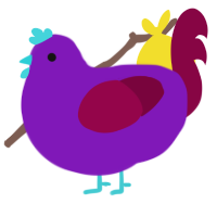 A violet and maroon chicken