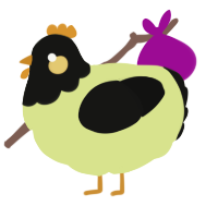 A lemon and black chicken with a head pattern