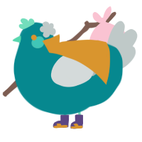 A teal and silver chicken