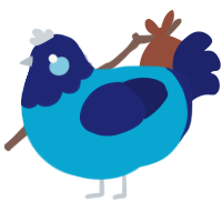 A cerulean and navy chicken with a head pattern
