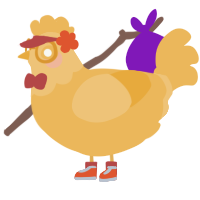 A honey chicken with a head pattern
