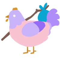 A rose and lilac chicken with a head pattern