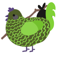 A olive and grass chicken with a lace pattern