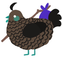 A bark and sable chicken with a lace pattern