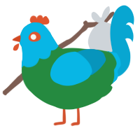 A viridian and cerulean chicken with a head pattern