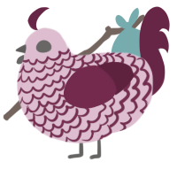 Foreboding Whispers, a pink and maroon chicken with a lace pattern