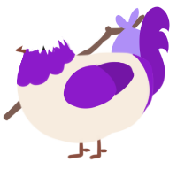 A cream and violet chicken with a head pattern