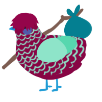 A maroon and mint chicken with a lace pattern