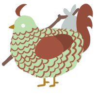 A gluppy and russet chicken with a lace pattern