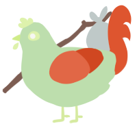 Ghostie, a gluppy and vermilion chicken
