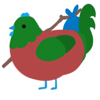 A red and leaf chicken with a head pattern