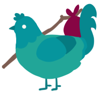 Prismarine, a turquoise and teal chicken with a head pattern