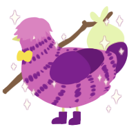 Confetti Cake, a orchid and violet chicken with a bar pattern