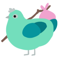 A mint and teal chicken