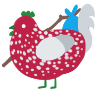 shr0m, a crimson and mist chicken with a speckle pattern