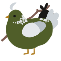 Cottonmouth, a olive and mist chicken with a neck-speckle pattern