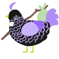 Zaggle, a sable and lilac chicken with a lace pattern