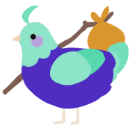 baby luigi, a indigo and mint chicken with a head pattern