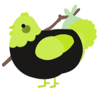 A sable and lime chicken with a head pattern