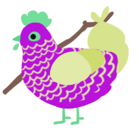 neon dragonfruit, a amethyst and lemon chicken with a lace pattern