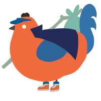 A cerulean and orange chicken