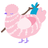 A rose chicken with a bar pattern