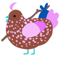 A russet and lavender chicken with a speckle pattern
