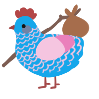 A sky and pink chicken with a lace pattern