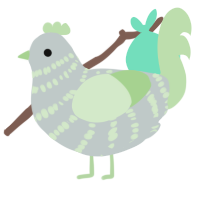 A silver and gluppy chicken with a bar pattern