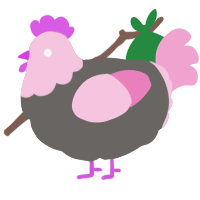 A grey and pink chicken with a head pattern