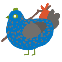 A sapphire and grey chicken with a speckle pattern