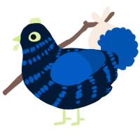 A tumblr and ultramarine chicken with a bar pattern