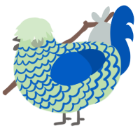 A gluppy and ultramarine chicken with a lace pattern