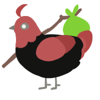 Royne, a black and red chicken with a head pattern