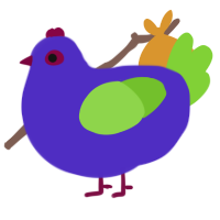 A indigo and grass chicken
