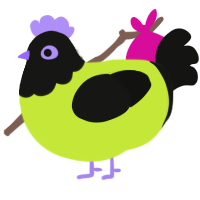 A lime and black chicken with a head pattern