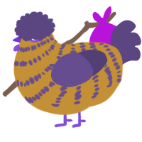 A gold and overcast chicken with a bar pattern