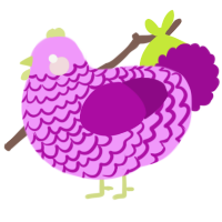 A lavender and plum chicken with a lace pattern