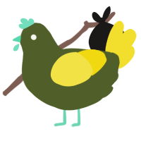 A olive and yellow chicken