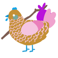 A gold and pink chicken with a lace pattern