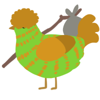 A grass and ochre chicken with a bar pattern