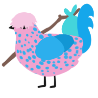 Nerds, a pink and sky chicken with a speckle pattern