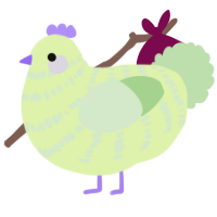 A apple and gluppy chicken with a bar pattern
