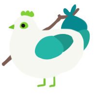 A white and turquoise chicken