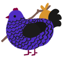 A indigo and sable chicken with a lace pattern