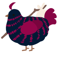 A tumblr and maroon chicken with a bar pattern
