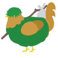 A viridian and gold chicken with a head pattern