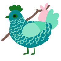 A teal and mint chicken with a lace pattern