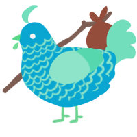 Écume, a cerulean and mint chicken with a lace pattern